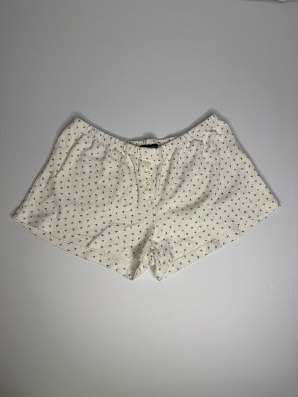 Brandy Melville Floral Lounge Shorts One Size White Henley